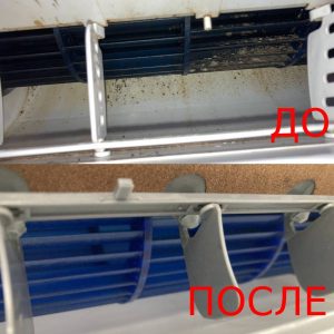 Ventilator unutrašnje jedinice pre i posle čišćenja
